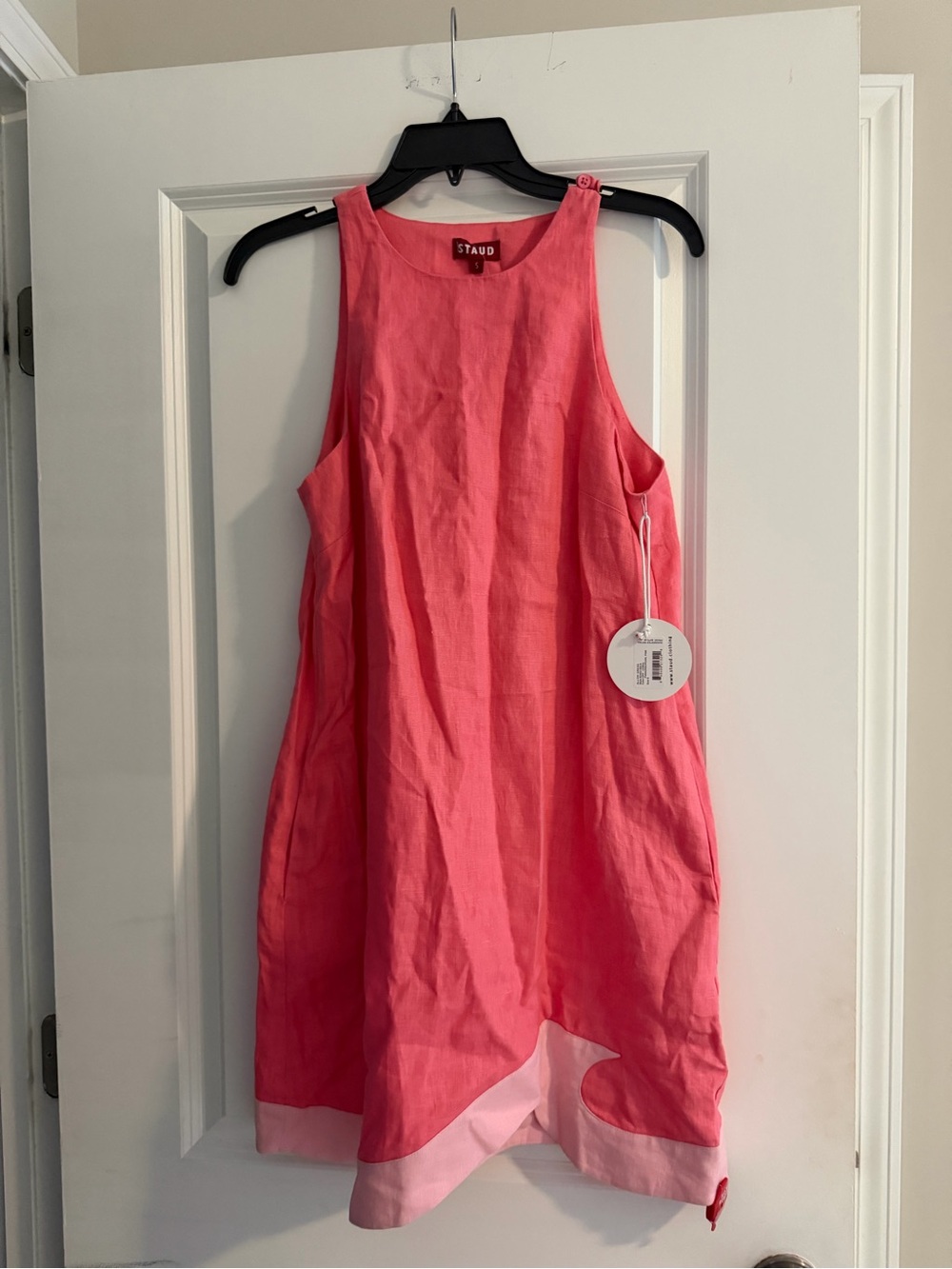 Staud Allori Dress Color Block Midi Dress in Pink Size Small NWT